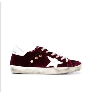 GOLDEN GOOSE superstar Red/Burgundy Velvet Women's sneakers leather Sz 39